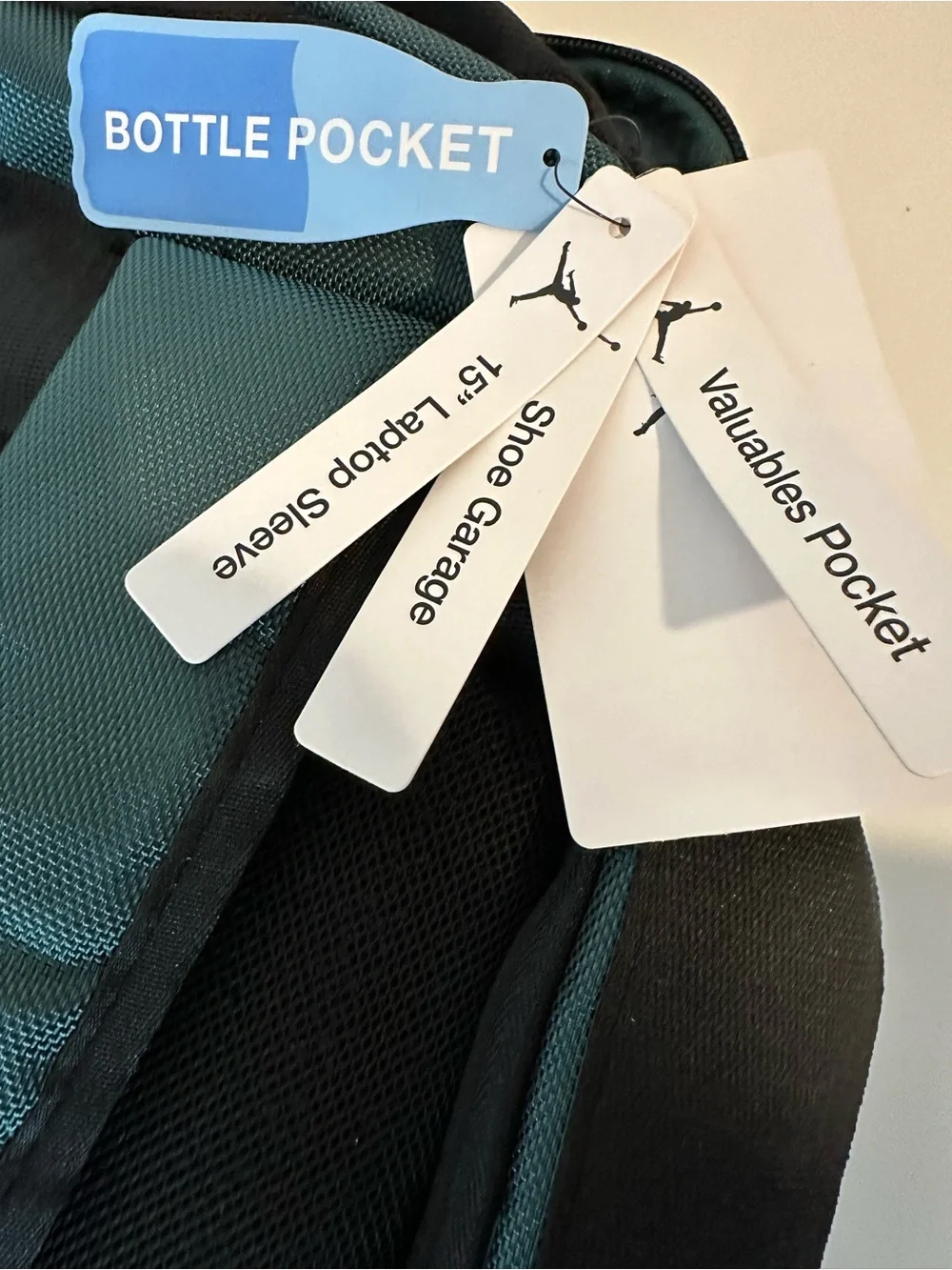 Jordan Teal and Black Men's Backpack with Front Bungee